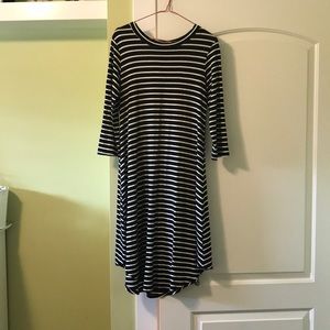 Black and white striped swing dress